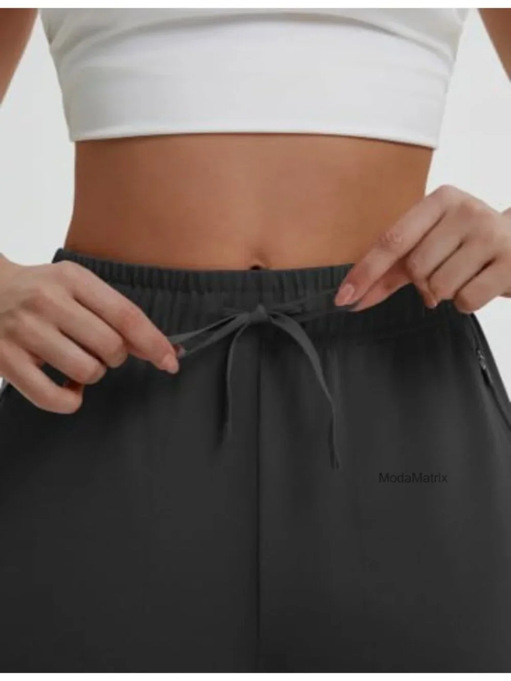 Women's Yoga Capri Pants with Zipper Pockets Drawstring Lounge Crop 19"_3